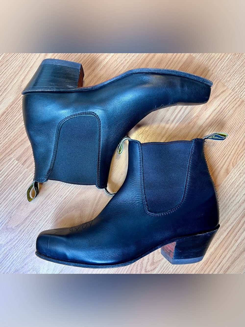 R.M. Williams Black Leather Sante Fe Cuban Heel Western Boots